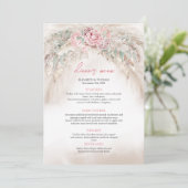 Chic dusty rosa Roses Salbei grün Pampas Menü Menükarte (Stehend Vorderseite)