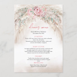 Chic dusty rosa Roses Salbei grün Pampas Menü Menükarte