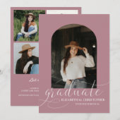 Chic Dusty Rose Arch 5 FotoCollage Abschluss Ankündigung (Vorne/Hinten)