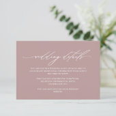 Chic Dusty Rose Calligraphy Wedding Guest Details Begleitkarte (Stehend Vorderseite)