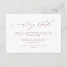 Chic Dusty Rose Calligraphy Wedding Guest Details Begleitkarte