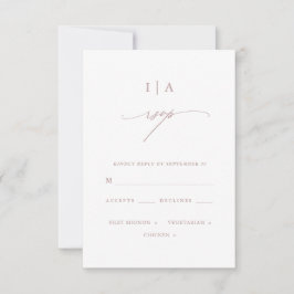 Chic Dusty Rose Monogram Wedding Rsvp Karte