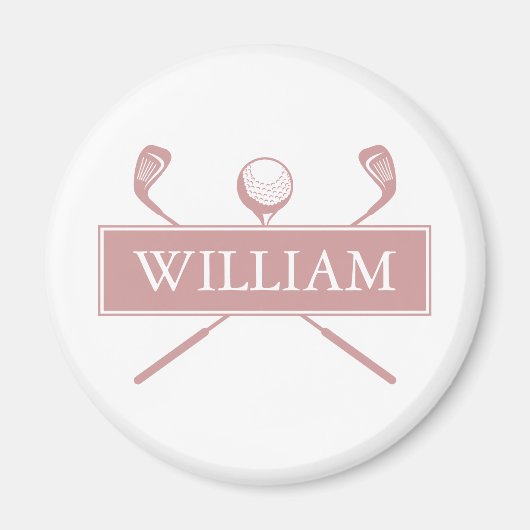 Chic Dusty Rose Personalisiert Name Golf Ball Club Magnet (Vorne)
