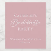 Chic Dusty Rose Pink Bachelorette Party Custom Weinetikett (Einzelnes Label)