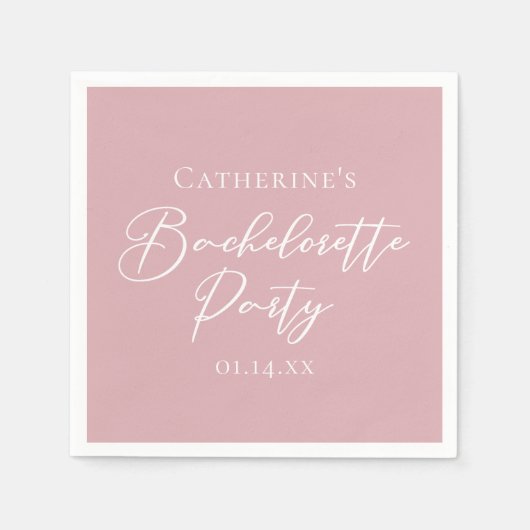 Chic Dusty Rose Pink Bachelorette Party Serviette (Vorderseite)