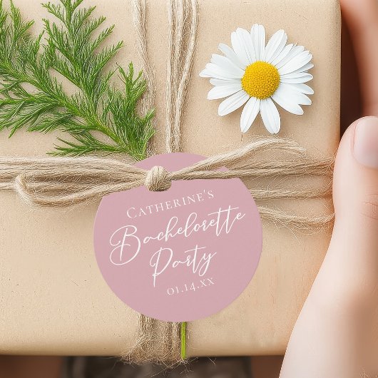 Chic Dusty Rose Pink Custom Bachelorette Party Geschenkanhänger