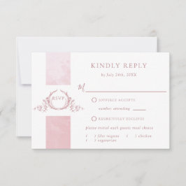 Chic Dusty Rose Watercolor Wedding Monogram UAWG RSVP Karte