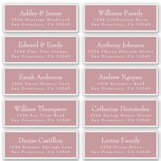 Chic Dusty Rose Wedding Guest Address Labels (Vorderseite)