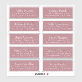 Chic Dusty Rose Wedding Guest Address Labels