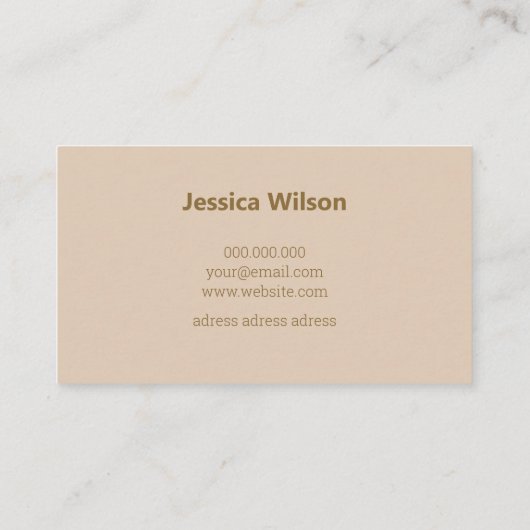 Chic earthy beige pastel gold flower professional visitenkarte (Rückseite)