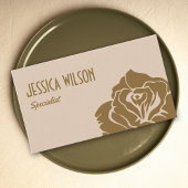 Chic earthy beige pastel gold flower professional visitenkarte
