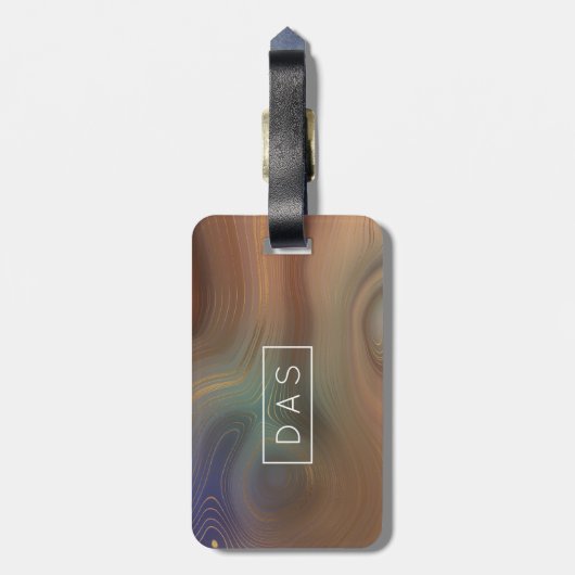 Chic Earthy Strata | Natural Copper Agate Monogram Gepäckanhänger (Rückseite vertikal)
