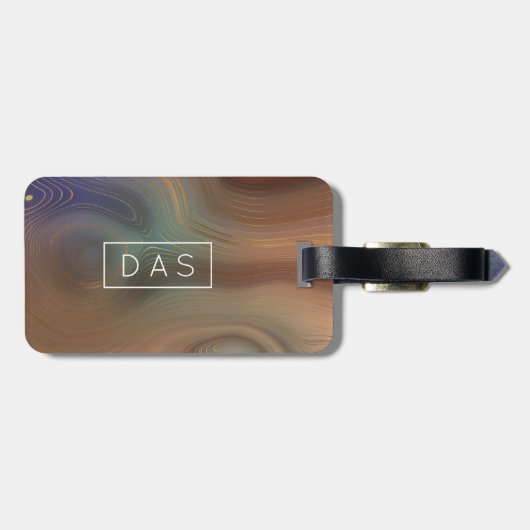 Chic Earthy Strata | Natural Copper Agate Monogram Gepäckanhänger (Rückseite horizontal)