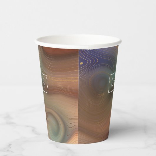 Chic Earthy Strata | Natural Copper Agate Monogram Pappbecher (Rechts)