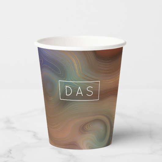 Chic Earthy Strata | Natural Copper Agate Monogram Pappbecher (Vorderseite)