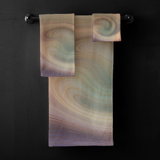 Chic Earthy Strata | Natürlicher Kupferstein Agate Badhandtuch Set