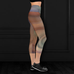 Chic Earthy Strata Natürlicher Kupferstein Agate Capri Leggings