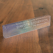 Chic Earthy Strata | Natürlicher Kupferstein Agate Namensplakette (Seite)