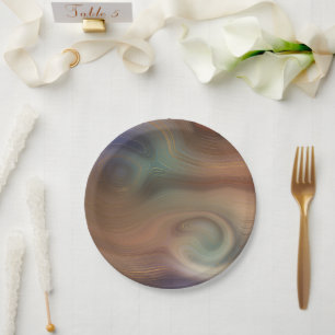 Chic Earthy Strata   Natürlicher Kupferstein Agate Pappteller