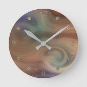 Chic Earthy Strata | Natürlicher Kupferstein Agate Runde Wanduhr (Vorderseite)