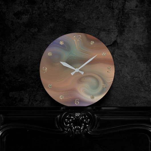 Chic Earthy Strata | Natürlicher Kupferstein Agate Runde Wanduhr