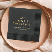 Chic Eat Drink Celebrate Wedding Servietten Mit Folie