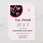 Chic Eat, Drink und Liebe Valentinstag Party Einladung (Vorne/Hinten)