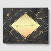 Chic Ebony Black Marmor mit Gold Diamond Gästebuch (Rückseite)