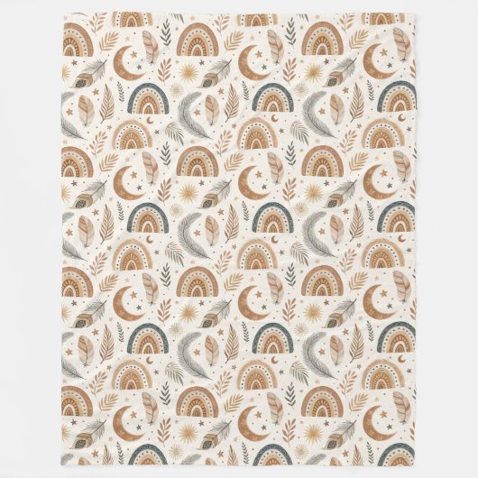 Chic Eclectic Boho Rainbow Einzigartige Zuhause Ak Fleecedecke (Vorderseite)