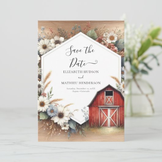 Chic Editable Barnyard Wedding Save The Date (Stehend Vorderseite)