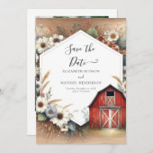 Chic Editable Barnyard Wedding Save The Date (Vorne/Hinten)