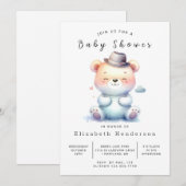 Chic Editable Bear Baby Dusche Einladung (Vorne/Hinten)
