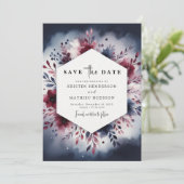 Chic Editable Burgundy Save The Date (Stehend Vorderseite)