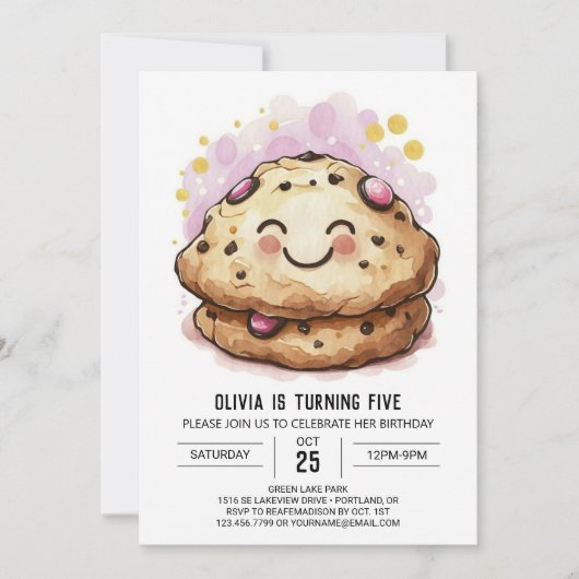 Chic Editable Chocolate Cookies Geburtstag Einladung (Vorderseite)