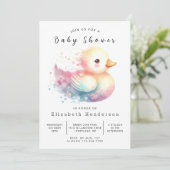 Chic Editable Duck Baby Duck Dusche Einladung (Stehend Vorderseite)