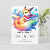 Chic Editable Fox Birthday Einladung (Stehend Vorderseite)
