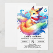 Chic Editable Fox Birthday Einladung (Vorne/Hinten)