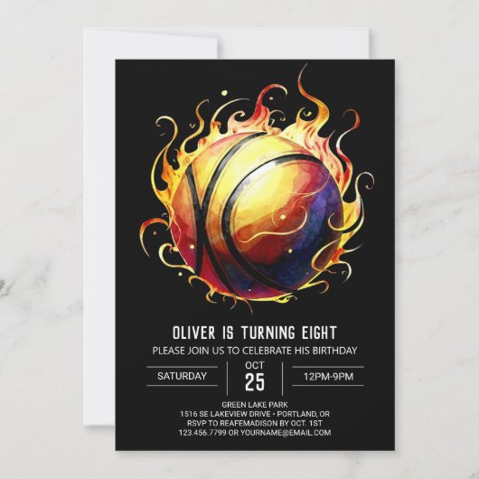 Chic Editable Fun Basketball Geburtstag Einladung (Vorderseite)