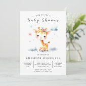 Chic Editable Giraffe Baby Dusche Einladung (Stehend Vorderseite)