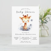 Chic Editable Giraffe Baby Dusche Einladung (Stehend Vorderseite)