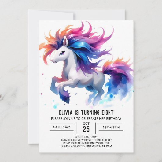 Chic Editable Horse Birthday Einladung (Vorderseite)
