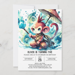 Chic Editable Monkey Birthday Einladung