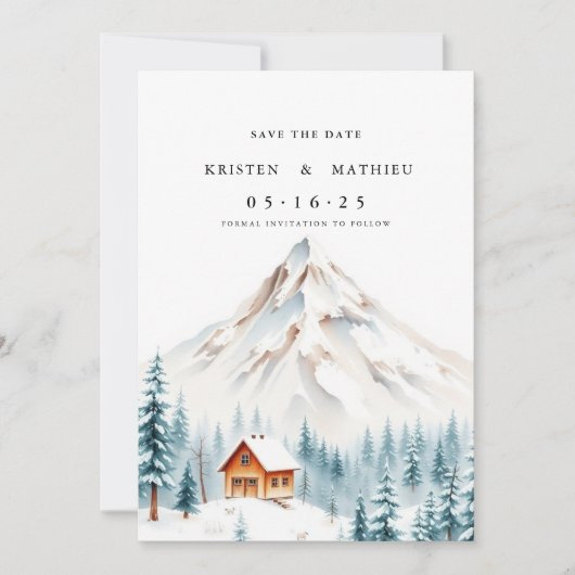 Chic Editable Mountain Save The Date (Vorderseite)