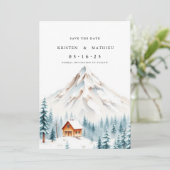 Chic Editable Mountain Save The Date (Stehend Vorderseite)