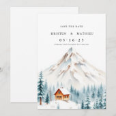 Chic Editable Mountain Save The Date (Vorne/Hinten)
