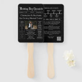 Chic Editable Newspaper Wedding Program QR Code Fächer (Vorne und Hinten)