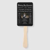 Chic Editable Newspaper Wedding Program QR Code Fächer (Vorderseite)