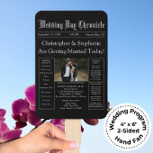Chic Editable Newspaper Wedding Program QR Code Fächer
