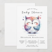 Chic Editable Owl Baby Dusche Einladung (Vorne/Hinten)