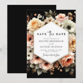 Chic Editable Peach Wedding Save The Date (Vorne/Hinten)